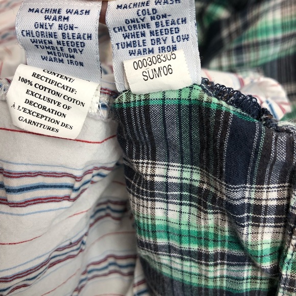 Lot of 2 Boys Old Navy Shirts Size 2T Short Sleeve Button up White/green💯Cotton - Picture 7 of 8